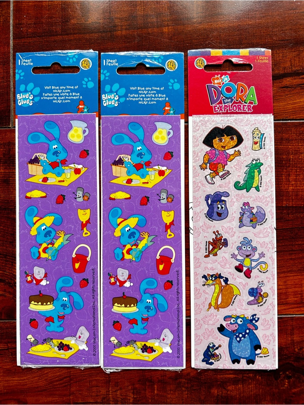 NWT Blue's Clues & Dora the Explorer Sticker Strips - Purple & Pink Glitter